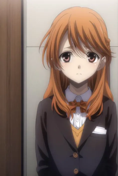 yuuashikaga, <lora:yuuki ashikaga-lora-nochekaiser:1>,
yuu ashikaga crossdress, long hair, bow, collarbone, (brown eyes:1.5), (orange hair:1.5), bowtie, red bow, school uniform, long sleeves, white collar,
BREAK ,
BREAK indoors,
BREAK looking at viewer, (cowboy shot:1.5),
BREAK <lyco:GoodHands-beta2:1>, (masterpiece:1.2), best quality, high resolution, unity 8k wallpaper, (illustration:0.8), (beautiful detailed eyes:1.6), extremely detailed face, perfect lighting, extremely detailed CG, (perfect hands, perfect anatomy),