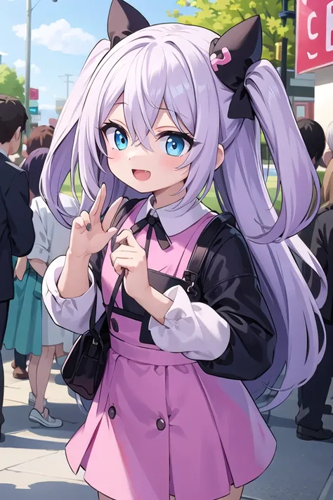 (cleavage:-1.5),insanely detailed, absurdres, ultra-highres, ultra-detailed, best quality,
1girl, solo, nice hands, perfect hands,
BREAK,
(wearing harajuku-style coordinate),
smile, laugh, open mouth,
cute pose, cowboy shot,
BREAK,
slender, kawaii, perfect symmetrical face, ultra cute girl, ultra cute face, ultra detailed eyes, ultra detailed hair, ultra cute, ultra beautiful,
BREAK,
in harajuku, shibuya, tokyo, street, crowd, cityscape,
medium large breasts
BREAK,
(purple hair, blue eyes), hair between eyes