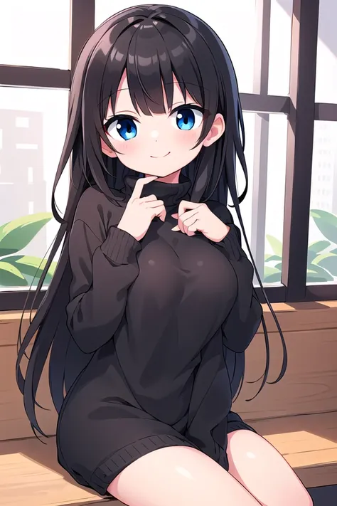insanely detailed, absurdres, ultra-highres, ultra-detailed, best quality,
1 girl, solo, nice hands, perfect hands,
BREAK,
wearing sweater,
happy smile, laugh, closed mouth,
sitting, cute pose,
45 angle, cowboy shot, looking at viewer,
BREAK,
slender, kawaii, perfect symmetrical face, ultra cute girl, ultra cute face, ultra detailed eyes, ultra detailed hair, ultra cute, ultra beautiful,
by Canon EOS, SIGMA Art Lens 35mm F1.4, ISO 200 Shutter Speed 2000,
BREAK,
indoors, in coffee shop,
medium large breasts,,black hair, long hair, black eyes