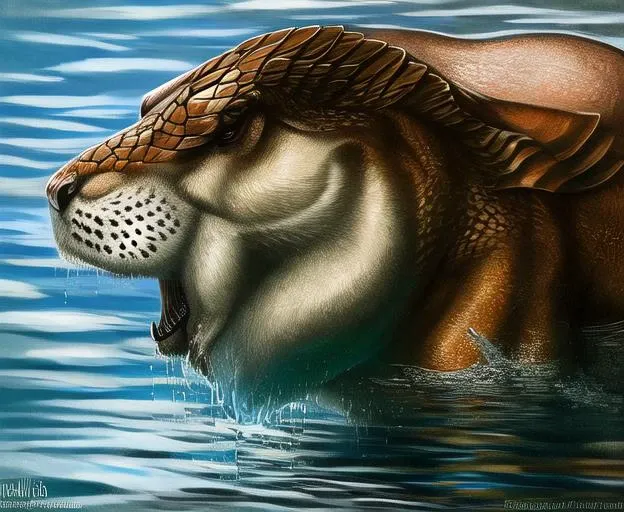 ((solo)), fat overweight, wrinkles, art by arvalis, rapor walrus, whiskers, scales, animal, sabertooh, prehistoric, full body, realistic, masterpiece, male, solo, reptile, fins, water, splash (aquatic background), beautiful artwork, hyperdetailed, photorealistic, realistic, <lora:arvalisstyle:0.97>