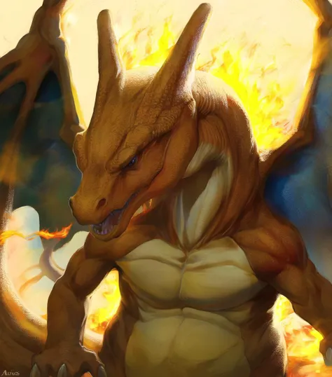 arvalis, charizard, pokemon (creature), scalie, accurate, solo, (masterpiece), (best quality:1.4), absurdres, [:intricate details:0.2], no humans, simple background, photorealism, ultrarealistsic, detailed textures,  <lora:arvalisstyle-000004:0.75>