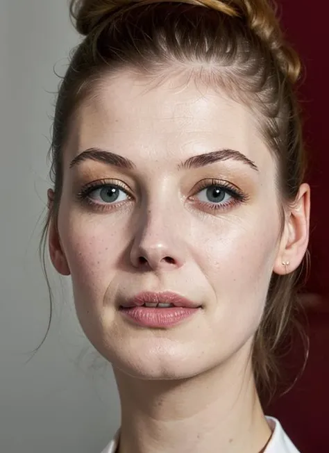 close up portrait of sks woman , by Flora Borsi, style by Flora Borsi, bold, bright colours, ((Flora Borsi)), by William Eggleston, <lora:lora-small-rosamund-pike-v1:1>