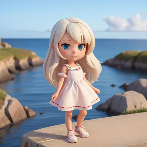 photorealistic,realistic,photography,masterpiece,best quality,ultra-detailed,1girl,full body,white dress,long white hair,by the sea,sneakers,chibi,<lora:å¤§å¤´å¨å¨:1.5>,