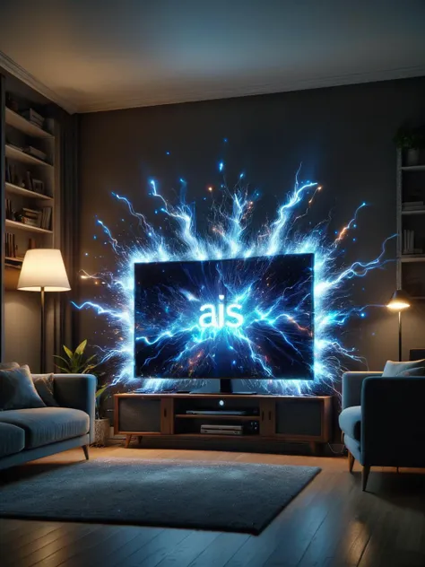 An ais-sparkz TV, in a dark living room at night <lora:Sparks_Style_SDXL:1>