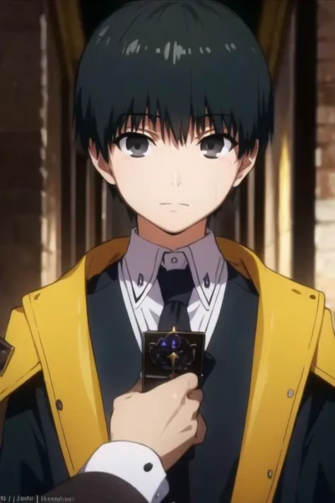 masterpiece, best quality, wallpaper, 1boy, solo, male focus, looking at viewer, upper body, depth of field, <lora:ken_kaneki:0.70>, ken_kaneki, black hair, black eyes, , The Tower of Oblivion: A stronghold where forgotten secrets and dark magic are hidden,