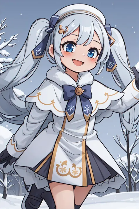 yukimiku2021, 1girl, solo, smile, blush, posing, cute, outdoors,  <lora:hatsunemiku1:0.8>
