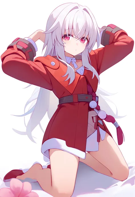 masterpiece,best quality,bedroom,looking at viewer,punching towards viewer,action line,
<lora:ankaxiya:0.7>,ankaxiya,skin03,1girl,solo,yellow eyes,thighhighs,detached sleeves,grey hair,bare shoulders,long hair,ahoge,bangs,white thighhighs,hair ornament,gloves,long sleeves,black gloves,hairband,sidelocks,expressionless,