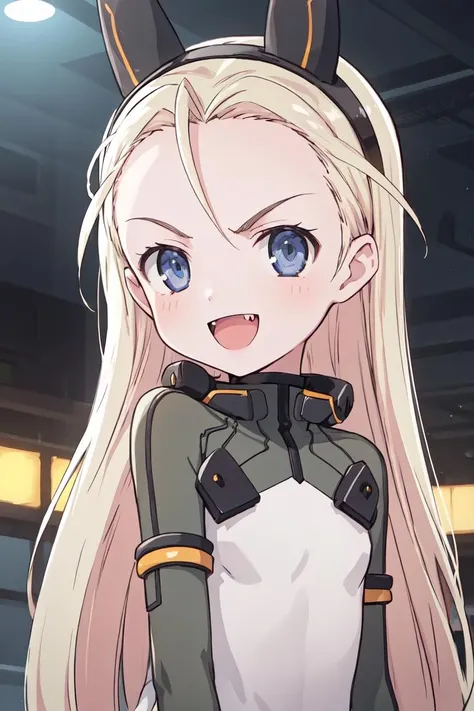 <lora:sg_elise_v10:1> 1girl, solo, elise,
pilot suit, animal ears,
upper body,
v-shaped eyebrows, :d, fang, looking at viewer
