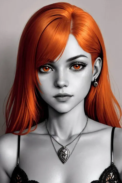 (etching style, monochrome, texture, highly detailed, engraving:1.2) <lora:KallieKurudzhy_v1-000022:.9> KallieKurudzhy, focus on eyes, close up on face, wearing jewelry, amber-orange color hair styled soft bob hair