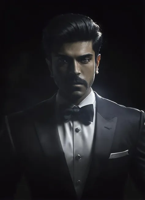 portrait of sks person in tuxedo, (perfect eyes), energetic and colorful streams of light (photo, studio lighting, hard light, sony a7, 50 mm, matte skin, pores, concept art, colors, hyperdetailed), with professional color grading, soft shadows, bright colors, daylight, <lora:locon_ram_v1_from_v1_64_32:1.3>