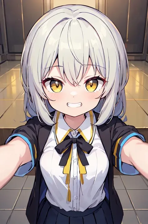 masterpiece,best quality,upper body,1girl,small breasts,collared_shirt and flared_skirt as material2,yellow theme,clay \(medium\),symmetry,mizura,eye reflection,grin,perspective
Negative prompt: (worst quality, low quality:1.4), username, text, lowres, blurry, monochrome,NG_DeepNegative_V1_75T, EasyNegativeV2,nsfw,
Steps: 20, Sampler: DPM++ 2M Karras, CFG scale: 6, Seed: 3350164030, Size: 512x768,