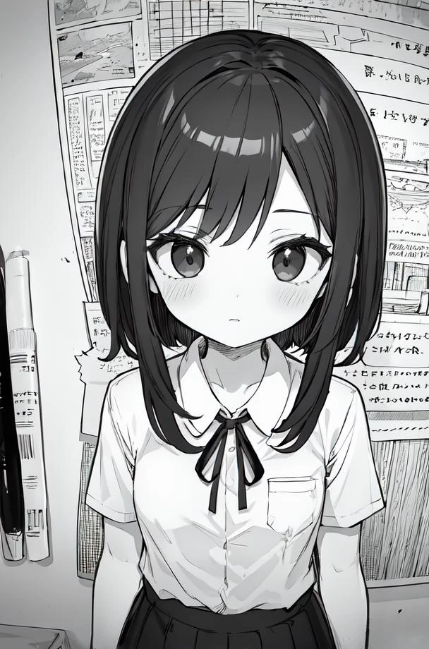 masterpiece,best quality,upper body,1girl,small breasts,collared_shirt and flared_skirt as material3,greyscale,brushpen \(medium\),chart,brown hair,bruised eye,uwu,vanishing point
Negative prompt: (worst quality, low quality:1.4), username, text, lowres, blurry, monochrome,NG_DeepNegative_V1_75T, EasyNegativeV2,nsfw,
Steps: 20, Sampler: DPM++ 2M Karras, CFG scale: 6, Seed: 2545264259, Size: 512x768,