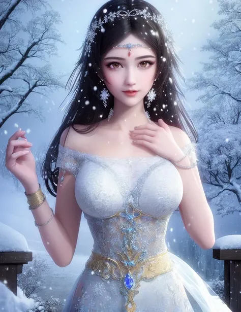 ultra realistic 8k cg, flawless, clean, masterpiece, professional artwork, famous artwork, cinematic lighting, cinematic bloom, perfect face, beautiful face, fantasy, dreamlike, unreal, science fiction, lace, lace trim, lace-trimmed legwear, luxury, jewelry, diamond, gold, pearl, gem, sapphire, ruby, emerald, intricate detail, delicate pattern, charming, alluring, seductive, erotic, enchanting, hair ornament, necklace, earrings, bracelet, armlet,halo,autumn,
((,1girl, pov,best quality, )) , ((((1girl, solo,outdoors, large breasts,,snowflakes, snow, snowing, ))))
<lora:DA_BaiCai:0.7>