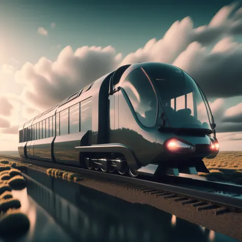 photo, a train that is sitting on the tracks in the middle of the day