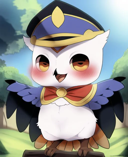 male, solo, bird (species),owl, wings detailed, anime, kemono, dagasi, detailed background, beautiful detail, pixiv, cute kawaii, <lora:dagasi style:0.78>  <lora:FluffydangoStyle:0.31>