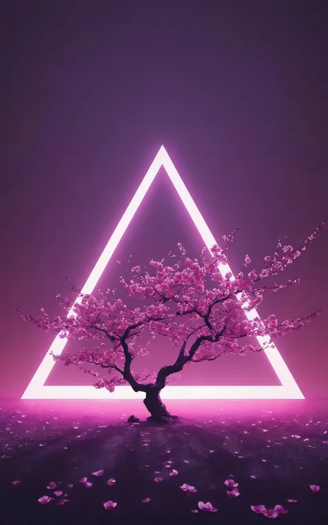 a glowing purple-colored triangle,1plum blossom,(masterpiece, top quality, best quality, official art, beautiful and aesthetic:1.2),realistic,(ultra-detailed, best shadow),cinematic film still,
