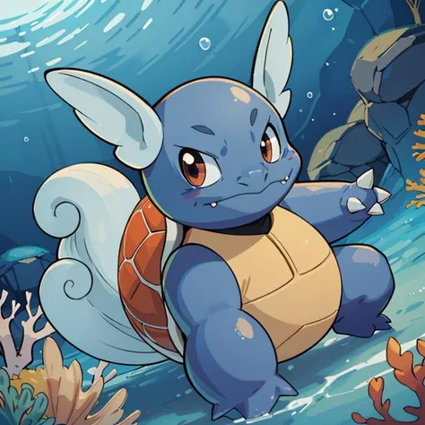 centered, award winning photo, (looking at viewer:1.2), | Wartortle_Pokemon, |underwater, bubbles, | bokeh, depth of field, cinematic composition, | <lora:Wartortle_Pokemon_Anime:0.8>