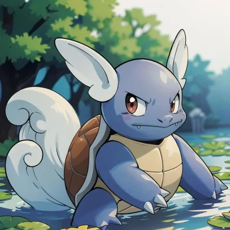 centered, award winning photo, (looking at viewer:1.2), |  Wartortle_Pokemon, |pond, lily pads,  | bokeh, depth of field, cinematic composition, | <lora:Wartortle_Pokemon_Anime:0.8>