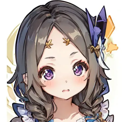 (1girl), masterpiece, best quality, super fine illustration, an extremely cute little girl, highly detailed beautiful face, looking at viewer, 1girl, belt, closeup, looking at viewer, 4k, high res, ribbon, firis mistuld, blush, pov, twintail hair, white background, simple background, thick outline, purple eyes, (sleep), brown hair, chibi, love expression, ((brown hair)), (blood),