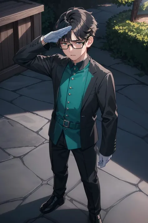 best quality, HDR, Extremely detailed face, (detailed (boy hair, boy face, boy cloth)), young man, (wearing black glasses), (black hair), (short hair), (black eyes), (full body), ([(Plastic Green Army Toy Soldier Costume):(blue schoolboy uniform):0.4]) <lora:Plastic Green Army Toy Soldier Costume:0.4>, Plastic Green Base Plate, standing, salute, saluting, (panic:1.2), (tear:1.5), outdoors, from front, 
(theme park background),
(denoise), (8k uhd), (extremely fine and beautiful, best quality, ultra-detailed), (sharp focus), (soft illumination, soft volumetric lighting, soft lighting, soft shadows), (ray tracing ambient occlusion), (masterpiece, post processing), intricate, (stunning environment:1.5),
(side lighting, particle lighting, cinematic lighting), (light and shadows),
(detailed (boy hair, boy face, boy cloth):1.5)