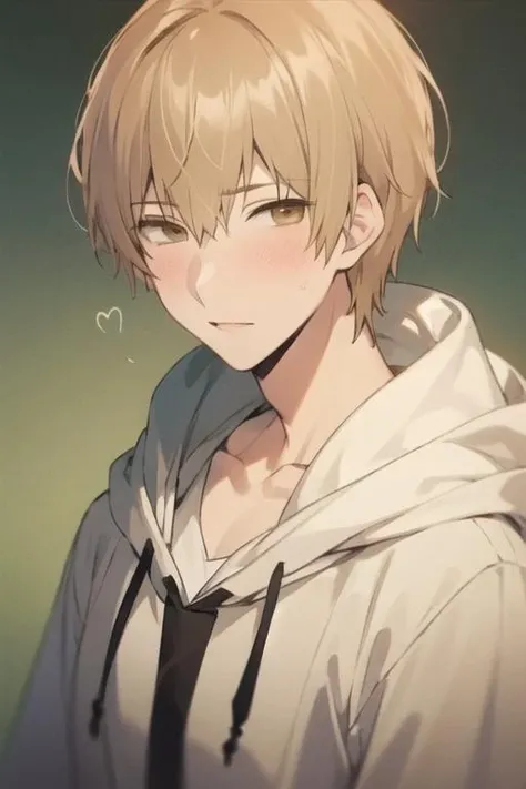 masterpiece, best quality, high quality, 1boy, solo, male focus, looking at viewer, upper body, <lora:mugi_awaya:0.72>, mugi_awaya, brown eyes, blonde hair, , hoodie