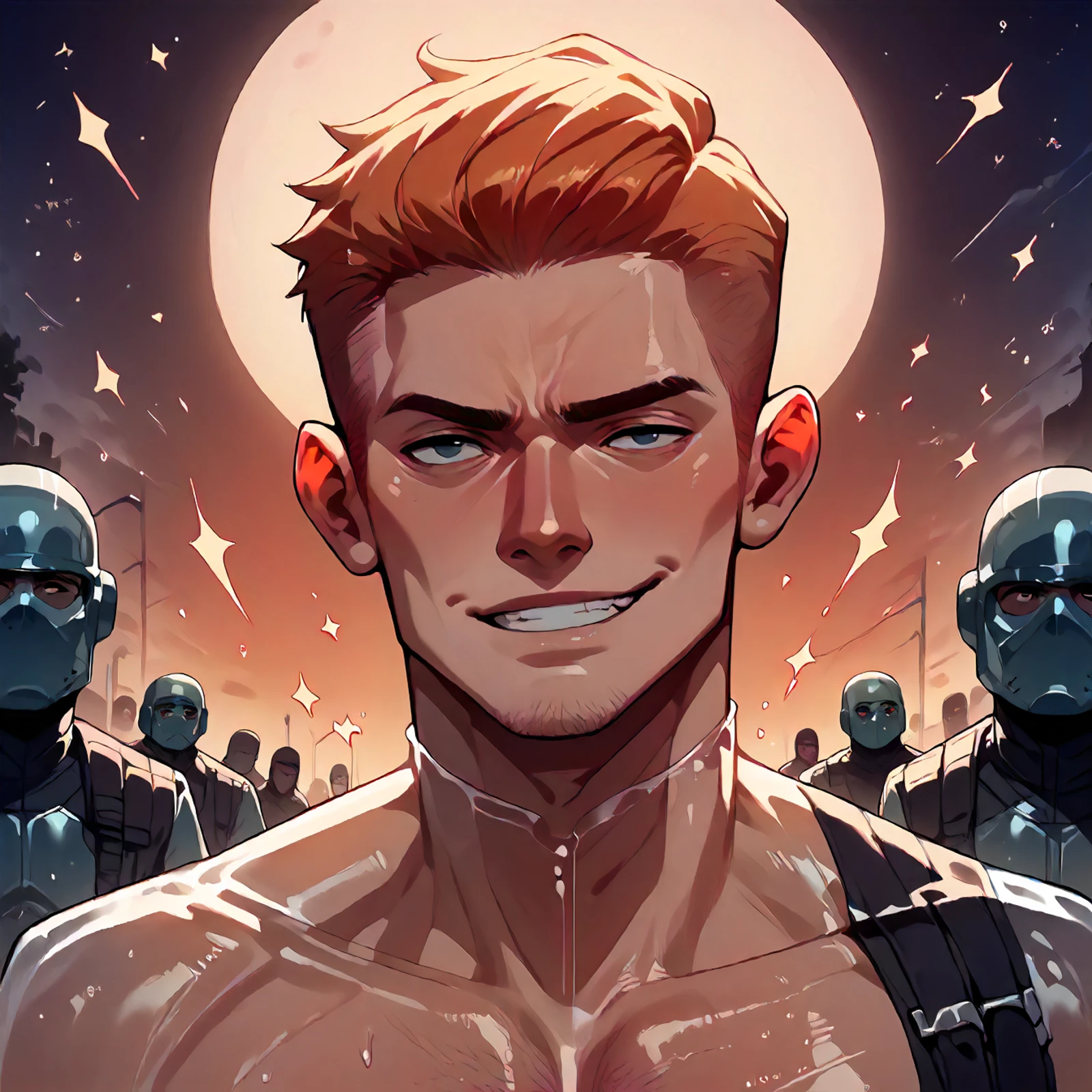 score_9,score_8_up,score_7_up,score_6_up, source_anime, <lora:Translucent_Bodies_Pony_XL_v2:1.3> ((translucent_hair)), (absurdres), soldier, bishounen, subsurface scattering, translucent, translucent_male, portrait, smirk, seductive smile,
