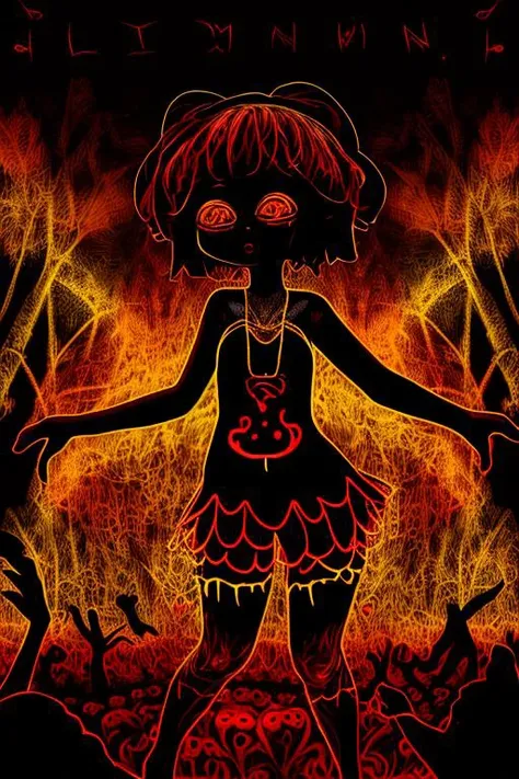 dancing girl, GOA, psy trance, bad trip, dark theme, cinematic