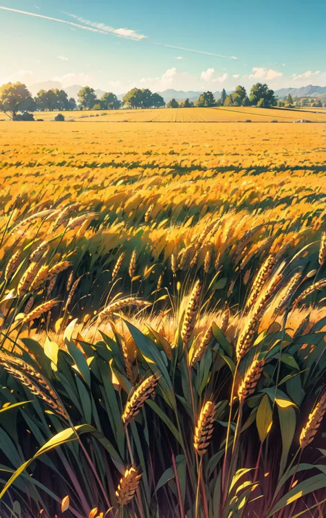 A ((Wide Shot of Indian python)), field of wheat as background,