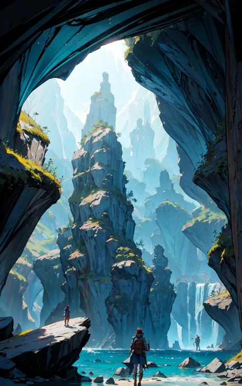 a Time-lapse shot of Adventurer, Supernova Elevator,Sea Caves,Mythical Artefact,