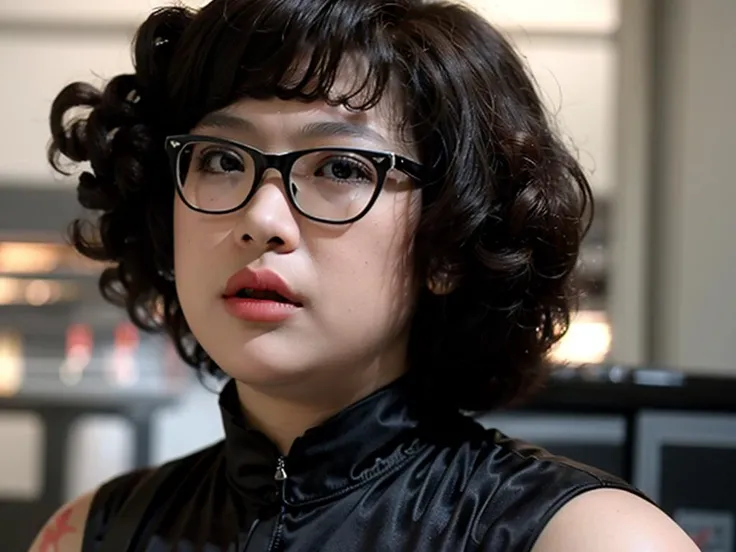 1girl, glasses,solo, brown hair, Afro, realistic, blurry, brown eyes, blurry background, lips, (original: 1.2), (realistic: 1.3) , beautiful girl with beautiful details, extremely detailed eyes and face, eyes with beautiful details, absurd, incredibly absurd, huge file size, ultra detail, high resolution, ultra detailed, best quality, masterpiece, illustration, ultra detailed and beautiful, ultra detailed, CG, unity, 8k wallpaper, amazing, fine Detail, masterpiece, top quality, official art, extremely detailed CG unity 8k wallpaper, cinematic lighting, (perfect shiny skin:0.6), slim and smooth lines, (floating), <lora:shendianxai:0.8>