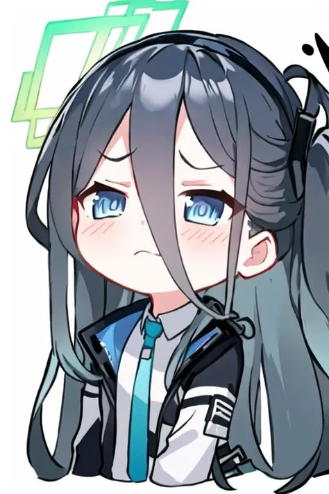 (masterpiece), (best quality), (extremely detailed CG unity 8k wallpaper),
1girl, solo, cute, upper body,
<lora:Alice Tendou:1>,original_alice, alice_halo, cute,
annoyed,
<lora:BlueArchiveEmoji_v10:0.7>,chibi,
(white background:1.4),