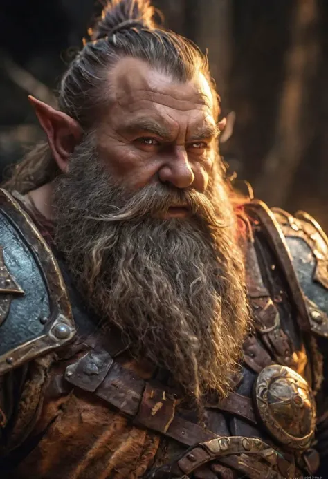 image description dwarf warrior, sharp focus, bright colors, clear, detailed, cinematic, dreamy glow, fantastic realism, dynamic, fairy lighting, volumetric rays, hdr. --ar 9:16, epiCPhoto, portrait, photography, detailed skin, realistic, photo-realistic, 8k, highly detailed, full length frame, High detail RAW color art, piercing, diffused soft lighting, shallow depth of field, sharp focus, hyperrealism, cinematic lighting, epiCNegative, epiCPhoto,ca45mv7-100,