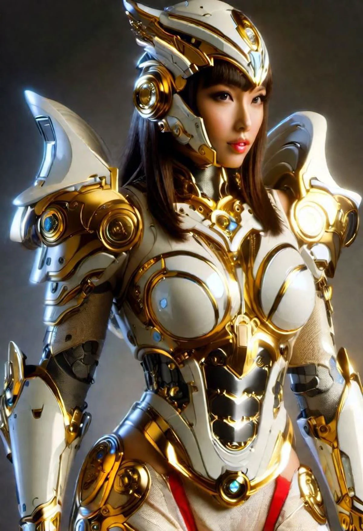 in golden armor Cyber girlfriend, japanese samurai with futuristic weapon , heroic sexy
afar pose, legs robot, muscular
nsfwEM