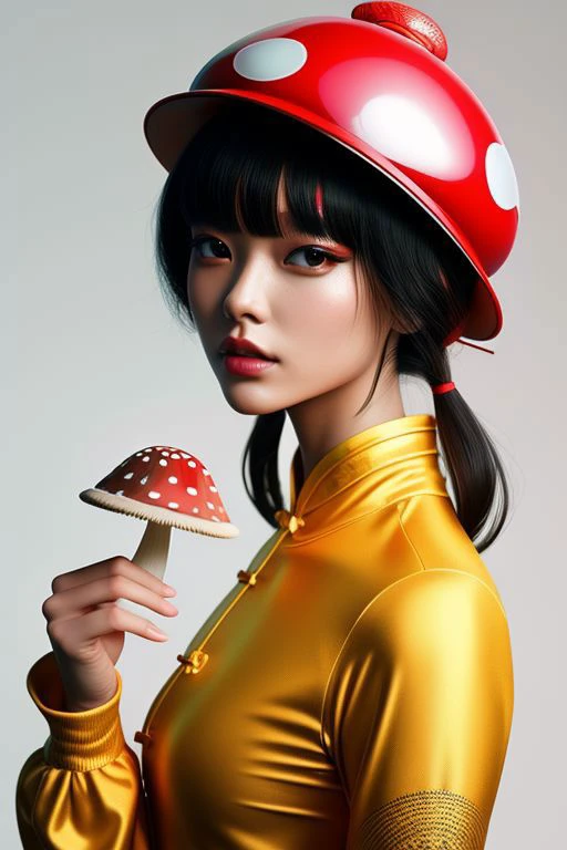 Pretty chinese model with hallucination mushrooms,