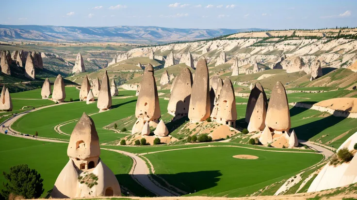 Enigmatic Rock Formations: Explore the surreal landscapes of Cappadocia in Turkey, with its unique fairy chimneys and underground cities