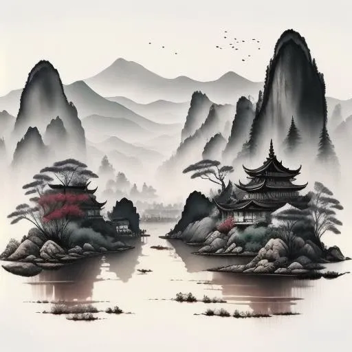 beautiful Chinese Landscape Art, best quality, intricate, (water colors), clear,  <lora:Chinese_Ink_Painting_style:1>
