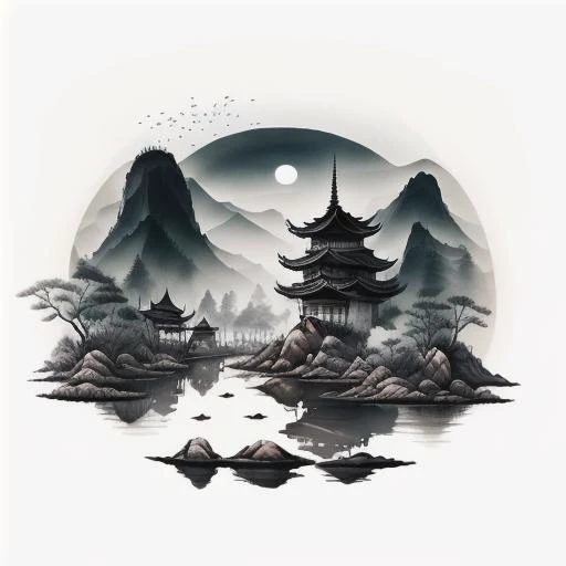 beautiful Chinese Landscape Art, best quality, intricate, (water colors), clear, <lora:Chinese_Ink_Painting_style:1>