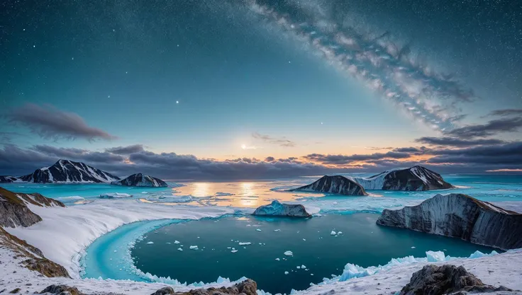 ((masterpiece:1.4,best quality)),  cloud,   outdoors,  (ocean:1.6),bloom, sparkle,  icy beach
scenery,  sky, snow, glacier
(night:1.4),   moon,  moonlight,  high detail, abundant, 8k, high detail,   wallpaper