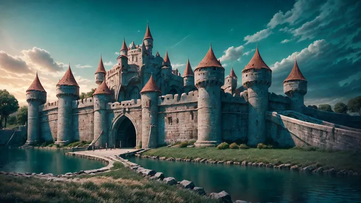 a profestional picutre of Ironclad Fortress: A formidable stronghold made of dark iron and surrounded by a deep moat. The fortress is guarded by elite warriors and deadly traps. <lora:GelatoStyle:1> wide angle, landscape , photorealism,unreal 5 daz, extremely detailed artgerm greg rutkowski greg,((ultrasharp)),((masterpiece)),((best quality)),((ultradetailed)),((intricated details)), extremaly detailed background, <lora:add_detail:0.7> ultra realistic,32k,RAW photo, 8k uhd,dslr,soft lighting,high quality,film grain, beautiful and aesthetic,extremely detailed, natural shadwos,
