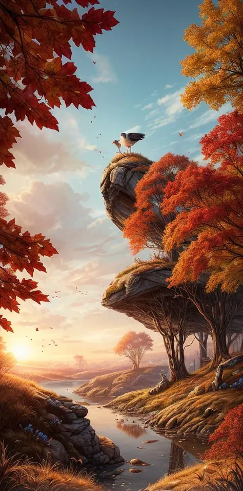 autumn best quality, ink painting, acrylic, cute ice cornflowers, sunrise, by Craola, Dan Mumford, Andy Kehoe, 2d, flat, adorable, vintage, art on a cracked paper, fairytale, storybook detailed illustration, cinematic, ultra highly detailed, tiny details, beautiful details, mystical, luminism, vibrant colors, complex background, centered, symmetry, painted, intricate, volumetric lighting, <lora:xl_more_art-full_v1:0.5>,
<lora:add_detail:1> detailed