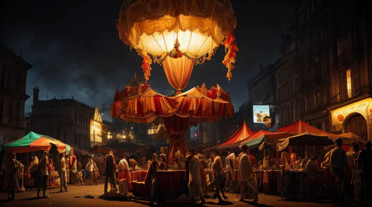 excellent oil painting of Carnival: Colorful tents, circus performers, and the scent of cotton candy in the air. , best quality, maximum quality, intricate details, ultrasahrp, ambient oclusion, realistic shadows, art by Bastien Lecouffe Deharme, art by caravaggio, art by Hitler, 8k, oil art, <lora:add_detail:1> <lora:royta v1.1:0.4>, 8k perfect quality,