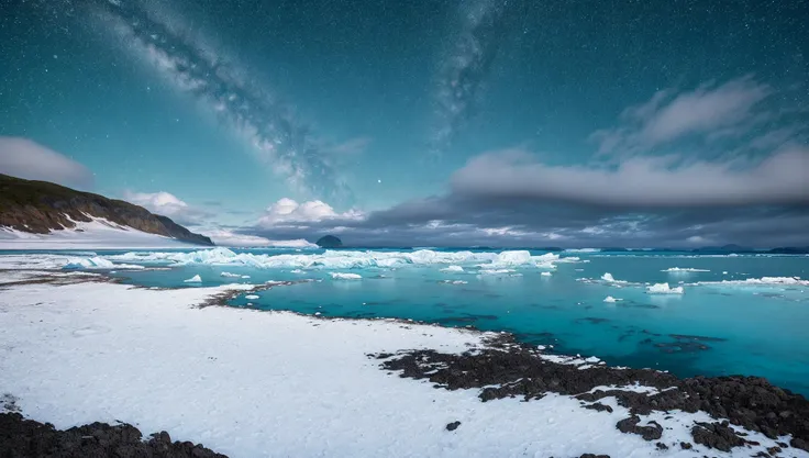 ((masterpiece:1.4,best quality)), cloud, outdoors, (ocean:1.6),bloom, sparkle, icy beach
scenery, sky, snow, glacier
(night:1.4), moon, moonlight, high detail, abundant, 8k, high detail, wallpaper
