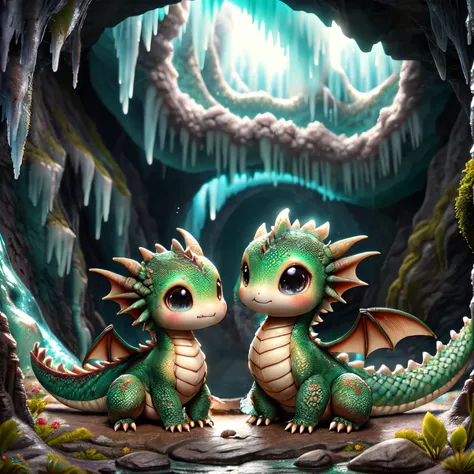 A close-up of a group of dragon sitting in a (stalactite cave)in a Mystical Setting. Extremely realistic textures and warm colors give the final touch. Sharp focus and realistic shadows add to the scene ral-smoldragons <lora:ral-smoldragons:1>