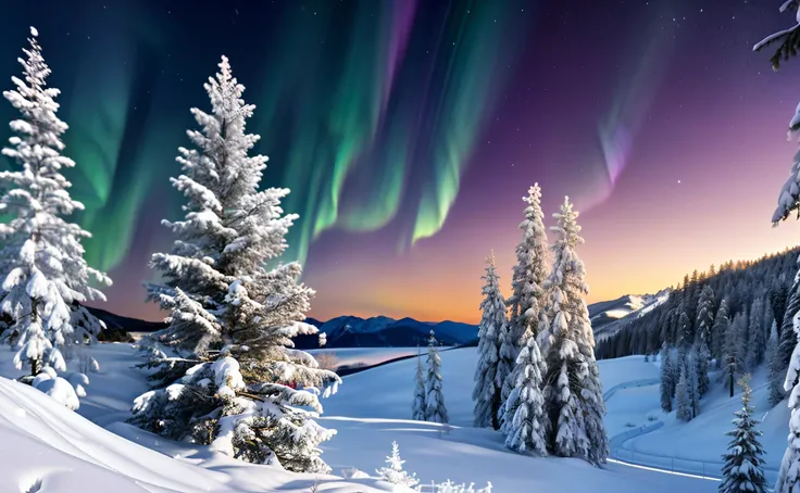 photo landscape snow covered mountain range canon 4d, 4k high quality, high resolution, cinematic lighting, volumetric lighting, specular highlights bounce lighting BREAK (background bokeh blank:1.5), <lora:Zoom Slider v1 plusneg7:7> (foreground Icey stream and boulders:1.4) <lora:epi_noiseoffset2:0.75> <lora:add_detail:0.7> (red|pink|blue) sunset pine trees (moonrise crescent moon:1.3) night aurora