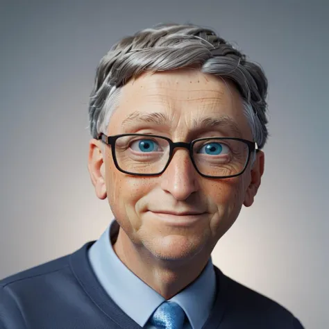 3D cinematic film.(Bill Gates:1.9) 70 years old (caricature:0.2).  bokeh, professional, 4k, highly detailed <lora:SamaritanEsdxl:0.3> <lora:william_eggeston:0.55> <lora:filmicVibesXL_v1.1:0.2> <lora:Josef_Koudelka:0.2> blue eyes. skin imprefections. grey hair