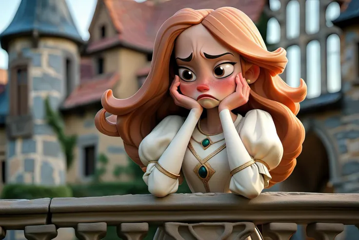 Princess, Medieval, Castle Balcony, Waiting, Sad, Royalty, Kingdom, Noble, Crown, Gown, Regal, Elegance, Despondent, Emotion, Melancholy, Lonely, Tragic, Wistful, Longing, Solitude, Damsel in Distress, Fortressed, Historic, Architecture, Renaissance, Turret, Sunset, Dusk, Dignified, Sovereign, Enchanting, Lamenting, Royalty, Court, Courtly, Pensive, Majestic, Noblewoman, Stone Walls, Moat, Tower, Tapestry, Troubled, Heartache.
<lora:SamaritanEsdxl:1>