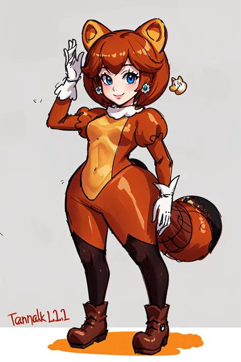 Highly detailed, High Quality, Masterpiece, (1girl, solo:1.4), (Tanooki.1.2), raccoon tail, tail, animal costume, <lora:Tanooki_Outfit-06:0.7>, (full body.1.2), smile, Daisy_SM, <lora:Daisy_Lora:0.4>