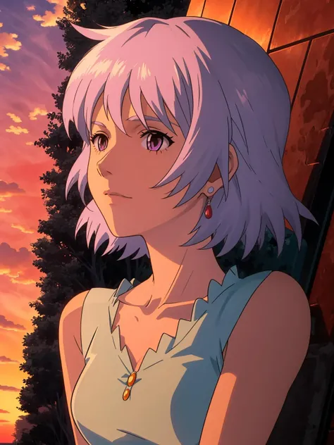 fana,1girl, short hair <lora:fana:1>,(sunset)