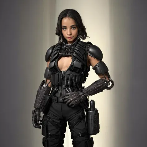 <lora:Jameliz:1>, ((masterpiece)), intricate detail, mechanical (arms), bullet proof, vibrant