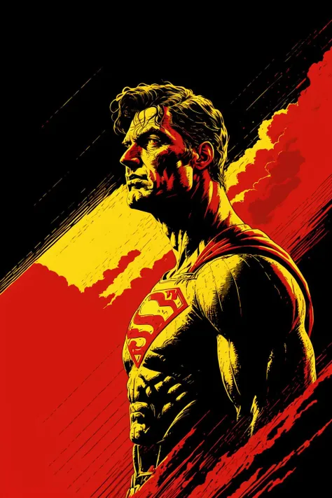 <lora:v5lcn:1> superman side portrait in the style of v5lcn